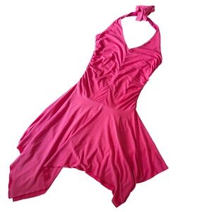 y2k pink halter dress sparkly asymmetrical hem formal speechless size medium